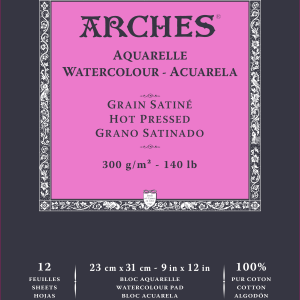Arches 300g HP 12ark akvarelpapir Cbart